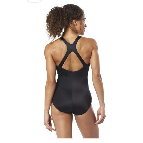 New! Speedo Size 12 MSRP $88 Blue BLack Navy Fusion Powerflex Ultrafusion Halter - Picture 2 of 10